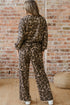 Leopard Print Raw Seam Patchwork Wide Leg Pant Set