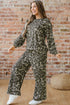 Leopard Print Raw Seam Patchwork Wide Leg Pant Set