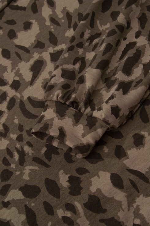 Leopard Print Raw Seam Patchwork Wide Leg Pant Set