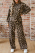 Leopard Print Raw Seam Patchwork Wide Leg Pant Set
