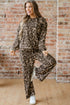 Leopard Print Raw Seam Patchwork Wide Leg Pant Set