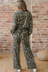 Leopard Print Raw Seam Patchwork Wide Leg Pant Set