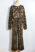 Leopard Print Raw Seam Patchwork Wide Leg Pant Set