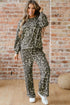 Leopard Print Raw Seam Patchwork Wide Leg Pant Set