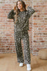 Leopard Print Raw Seam Patchwork Wide Leg Pant Set