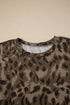 Leopard Print Raw Seam Patchwork Wide Leg Pant Set