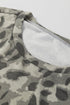 Leopard Print Raw Seam Patchwork Wide Leg Pant Set