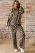 Leopard Print Raw Seam Patchwork Wide Leg Pant Set