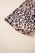 Leopard Print Ribbed Textured Knit Biker Casual Shorts