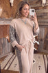 Leopard Print Ribbed Twist Long Sleeve Lounge Set
