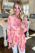 Leopard Print Round Neck Handkerchief Hem Tunic Top