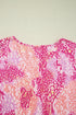 Leopard Print Round Neck Handkerchief Hem Tunic Top