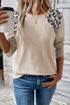 Leopard Print Round Neck Long Sleeve Pullover Top
