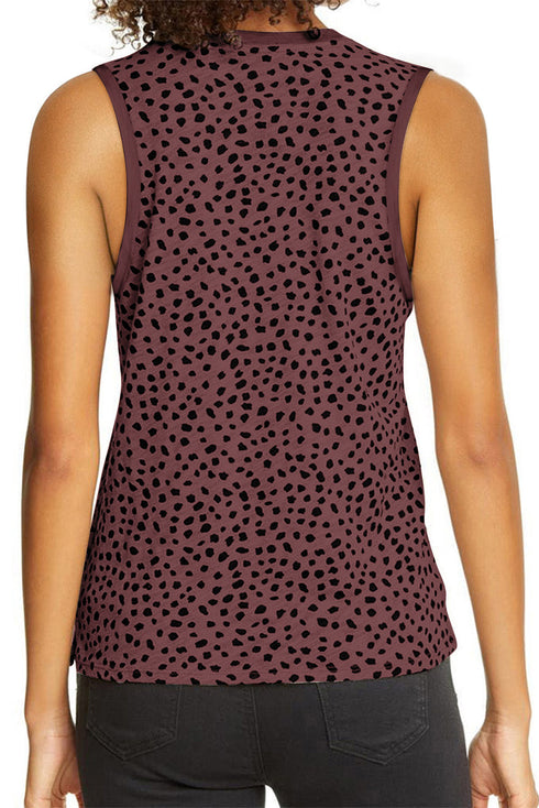 Leopard Print Round Neck Tank Top