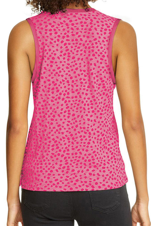 Leopard Print Round Neck Tank Top