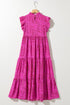 Leopard Print Ruffle Mock Neck Tiered Maxi Dress