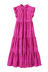 Leopard Print Ruffle Mock Neck Tiered Maxi Dress