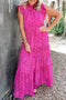 Leopard Print Ruffle Mock Neck Tiered Maxi Dress