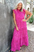 Leopard Print Ruffle Mock Neck Tiered Maxi Dress