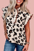 Leopard Print Ruffle Sleeve Western Style Blouse