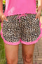 Leopard Print Ruffle Trim Casual Shorts