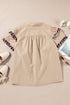 Leopard Print Ruffle Trim Tiered Cotton Blouse