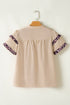 Leopard Print Ruffle Trim Tiered Cotton Blouse