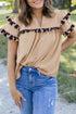 Leopard Print Ruffle Trim Tiered Cotton Blouse