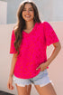 Leopard Print Ruffle Trim V Neck Short Sleeve Blouse
