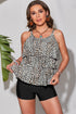 Leopard Print Ruffle U Neck Sleeveless Two-Piece Tankini