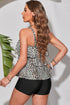 Leopard Print Ruffle U Neck Sleeveless Two-Piece Tankini