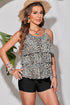 Leopard Print Ruffle U Neck Sleeveless Two-Piece Tankini