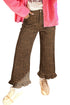 Leopard Print Ruffled Hem Modern Denim Jeans