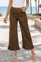 Leopard Print Ruffled Hem Modern Denim Jeans