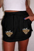 Leopard Print Sequin Heifer Patch Drawstring Lounge Shorts
