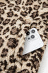 Leopard Print Sherpa Zip Up Pocketed Sweatshirt
