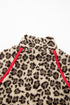 Leopard Print Sherpa Zip Up Pocketed Sweatshirt