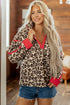 Leopard Print Sherpa Zip Up Pocketed Sweatshirt