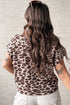 Leopard Print Short Sleeve Knit Loose Pullover Sweater