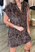 Leopard Print Short Sleeve Shift Western Mini Dress