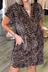 Leopard Print Short Sleeve Shift Western Mini Dress