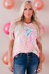 Leopard Print Short Sleeve V Neck Relaxed Top