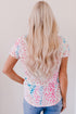 Leopard Print Short Sleeve V Neck Relaxed Top