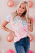 Leopard Print Short Sleeve V Neck Relaxed Top