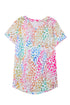 Leopard Print Short Sleeve V Neck Relaxed Top