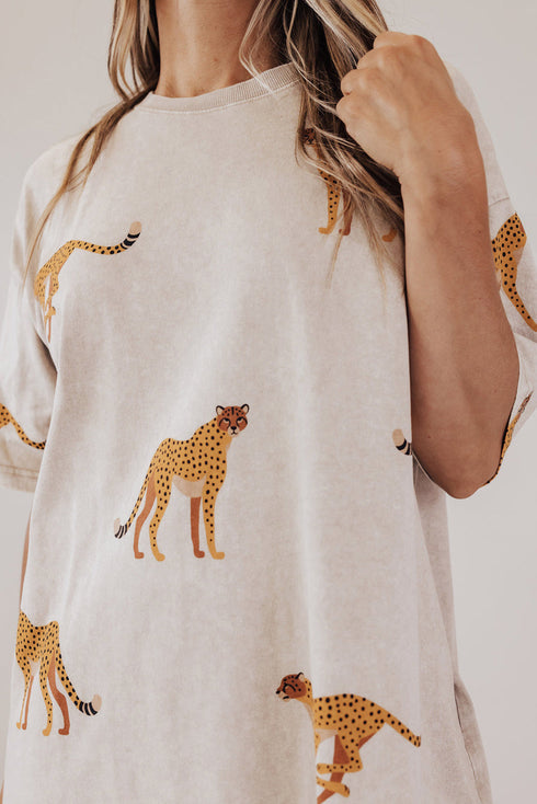 Leopard Print Side Pocket T Shirt Mini Dress