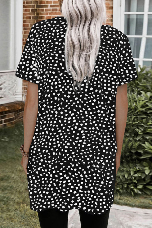Leopard Print Side Pockets Tunic Top