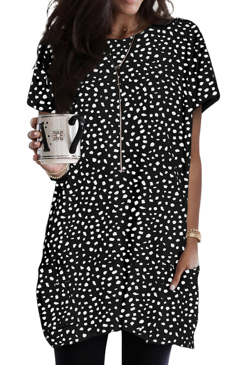 Leopard Print Side Pockets Tunic Top