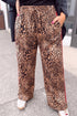 Leopard Print Side Stripe Full Length Wide Leg Pants