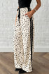 Leopard Print Side Stripe Wide Leg Drawstring Pants